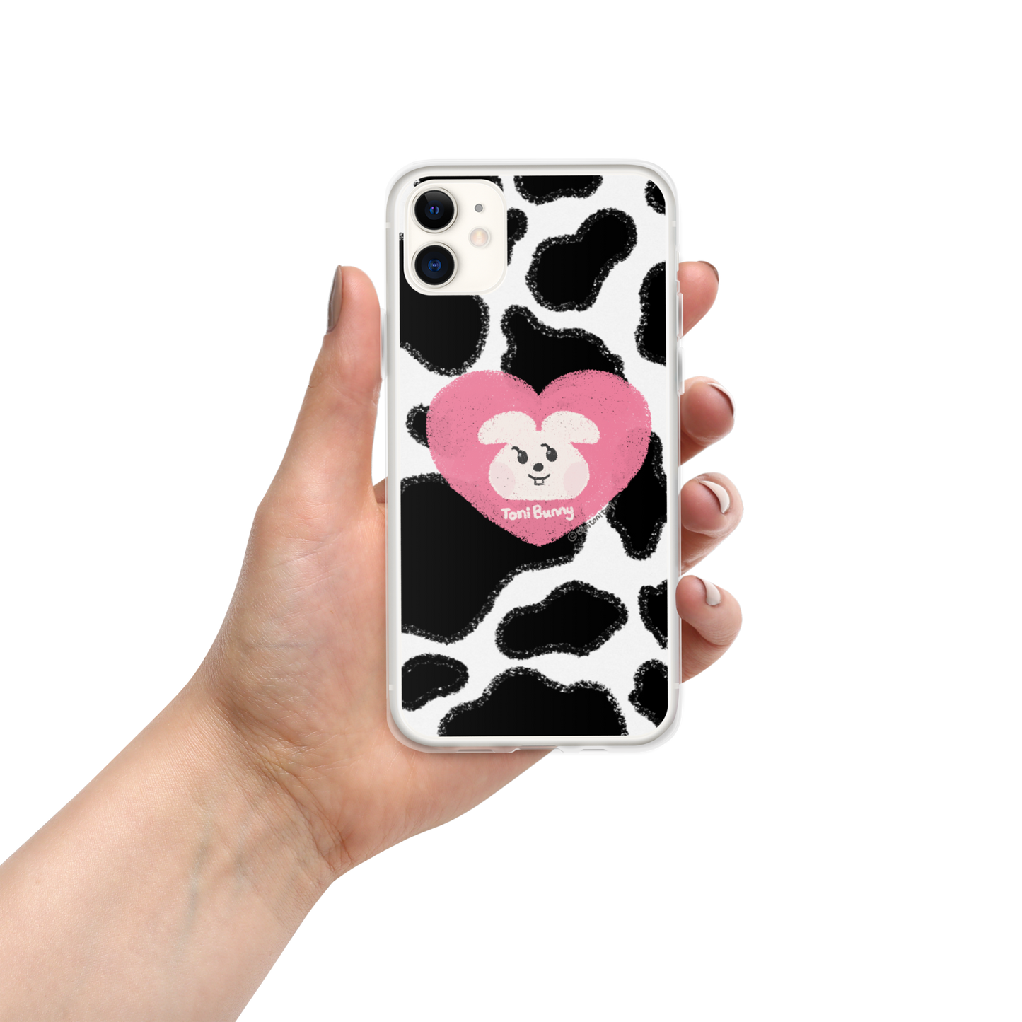 π ToniBunny Pink Heart Cow Print Edition iPhone Clear Case π