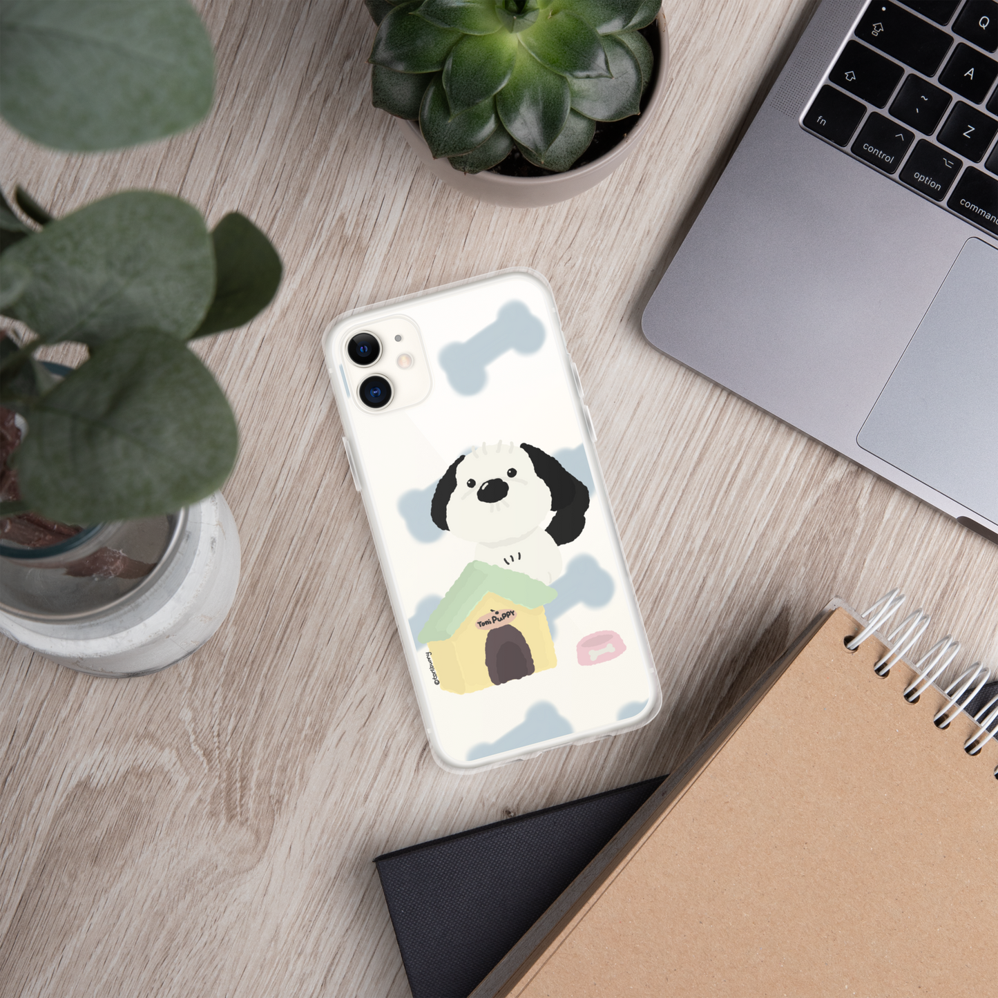 🐾 Blue Pattern ToniPuppy iPhone Clear Case 🐾