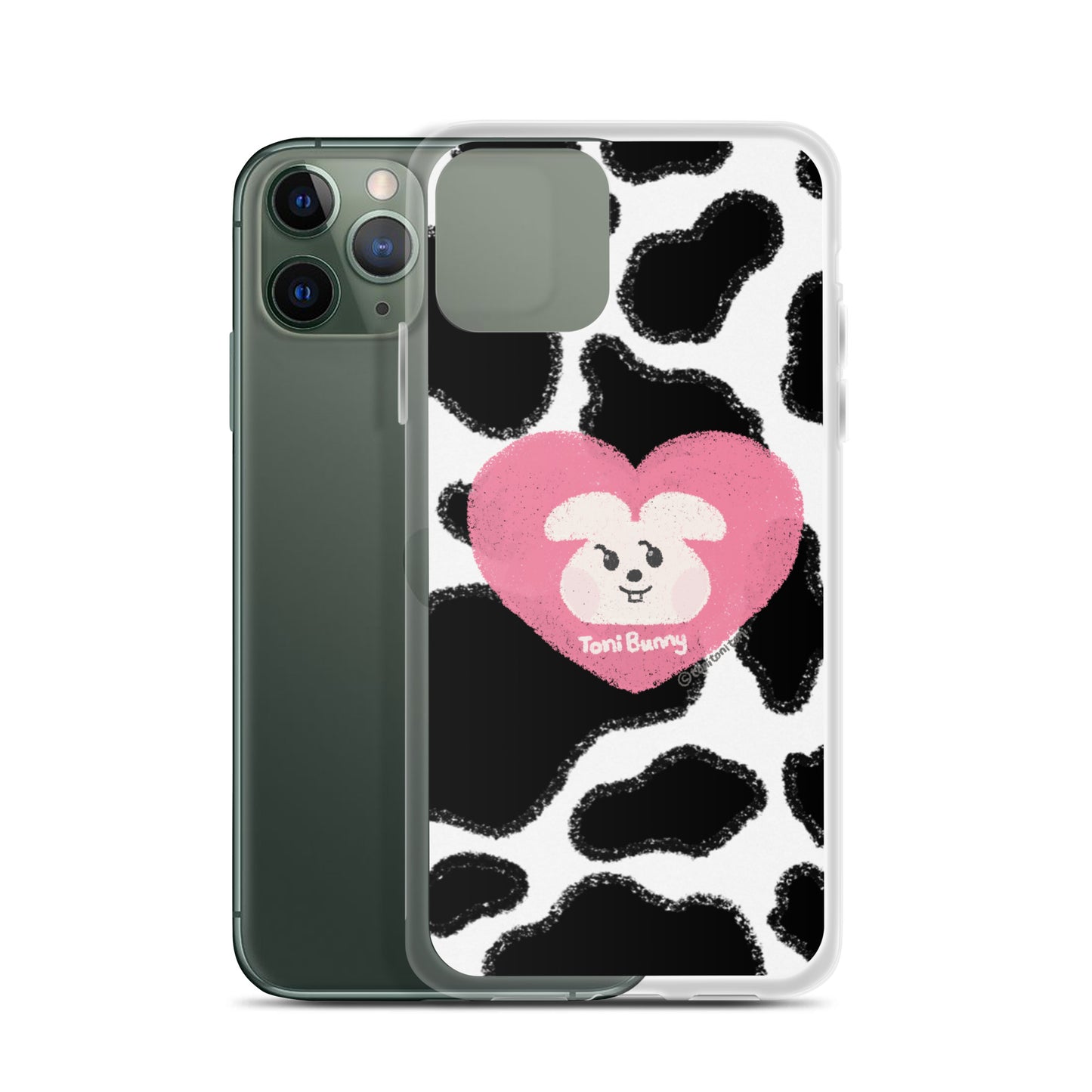π ToniBunny Pink Heart Cow Print Edition iPhone Clear Case π