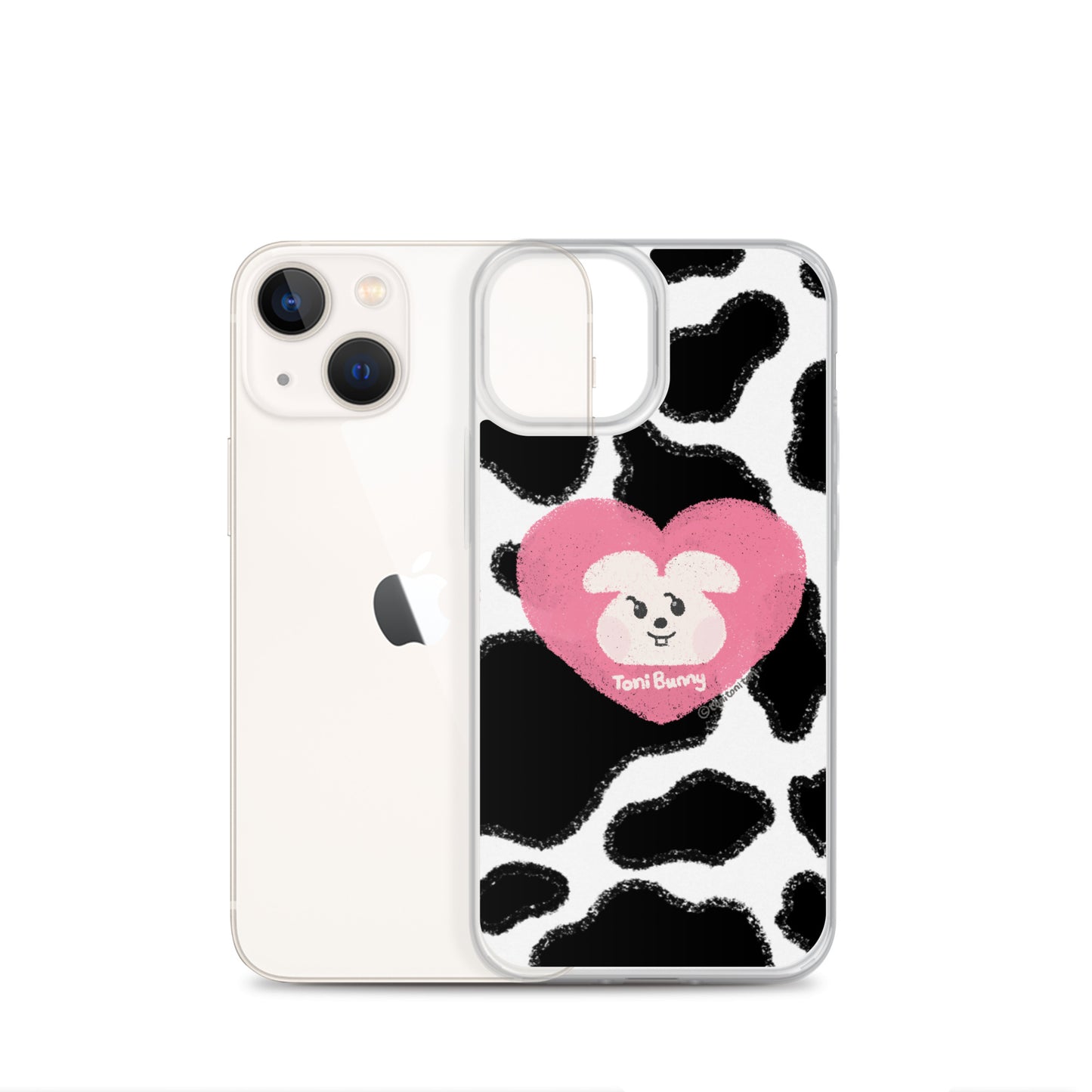 π ToniBunny Pink Heart Cow Print Edition iPhone Clear Case π