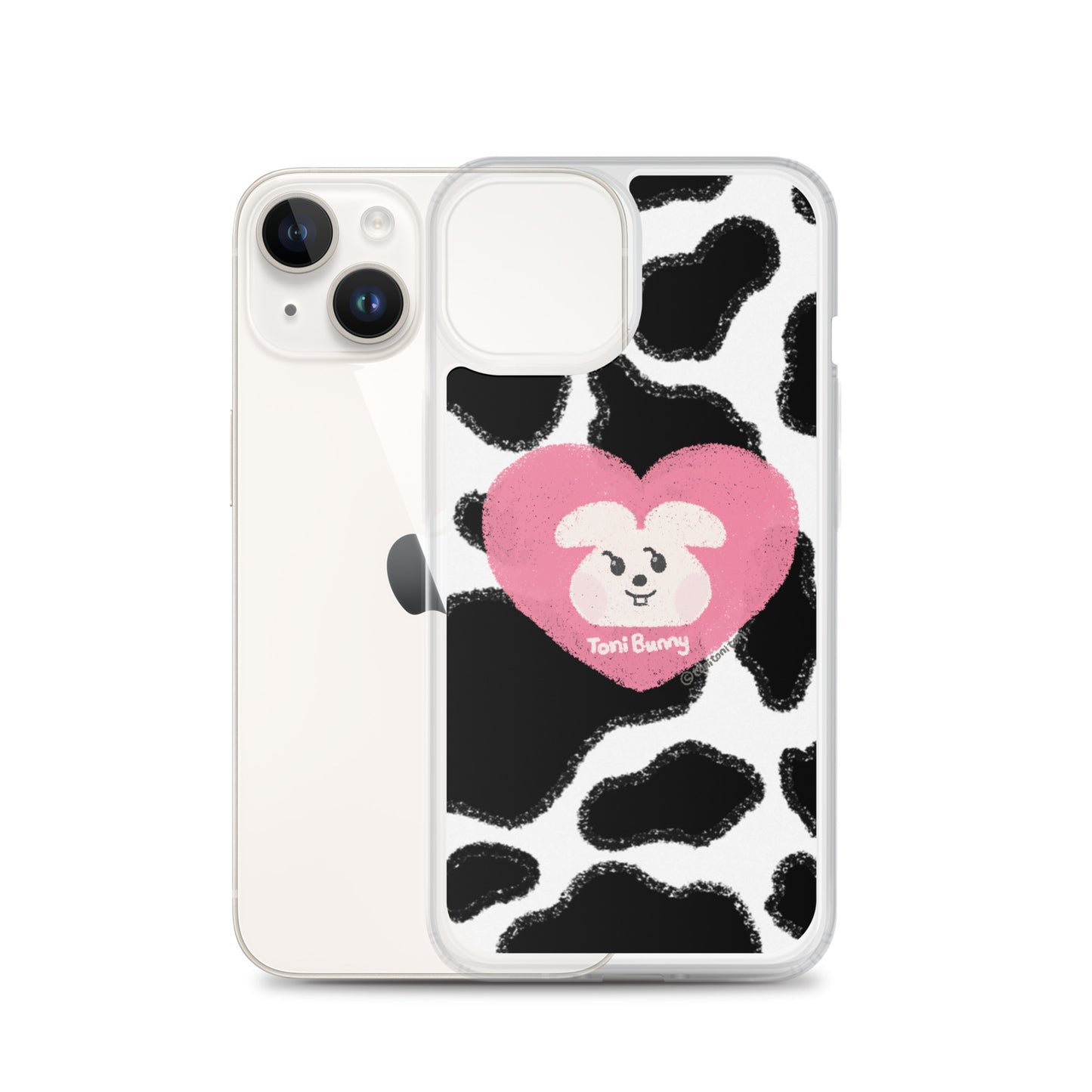 π ToniBunny Pink Heart Cow Print Edition iPhone Clear Case π