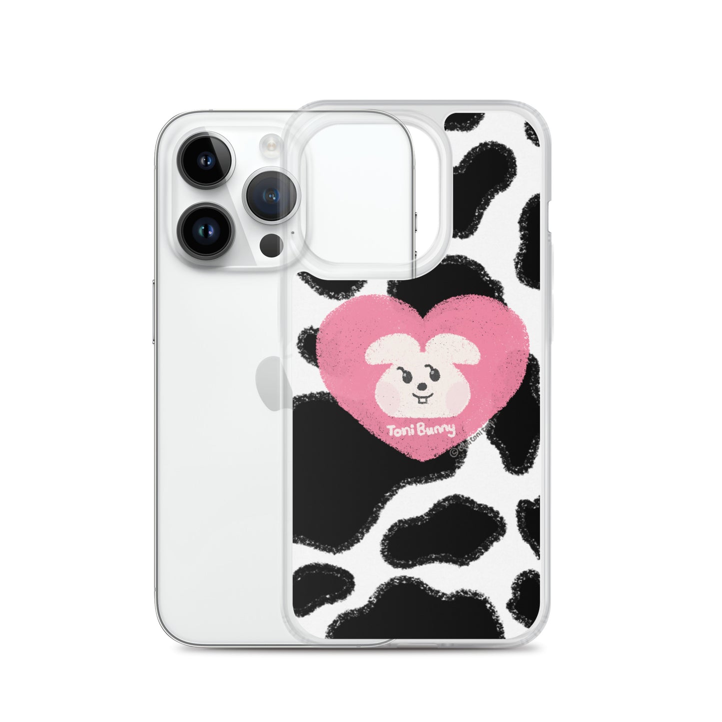 π ToniBunny Pink Heart Cow Print Edition iPhone Clear Case π