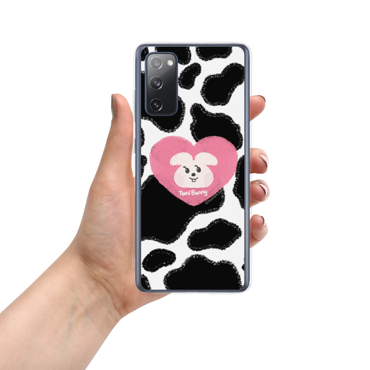 π ToniBunny Pink Heart Cow Print Edition Samsung Clear Case π