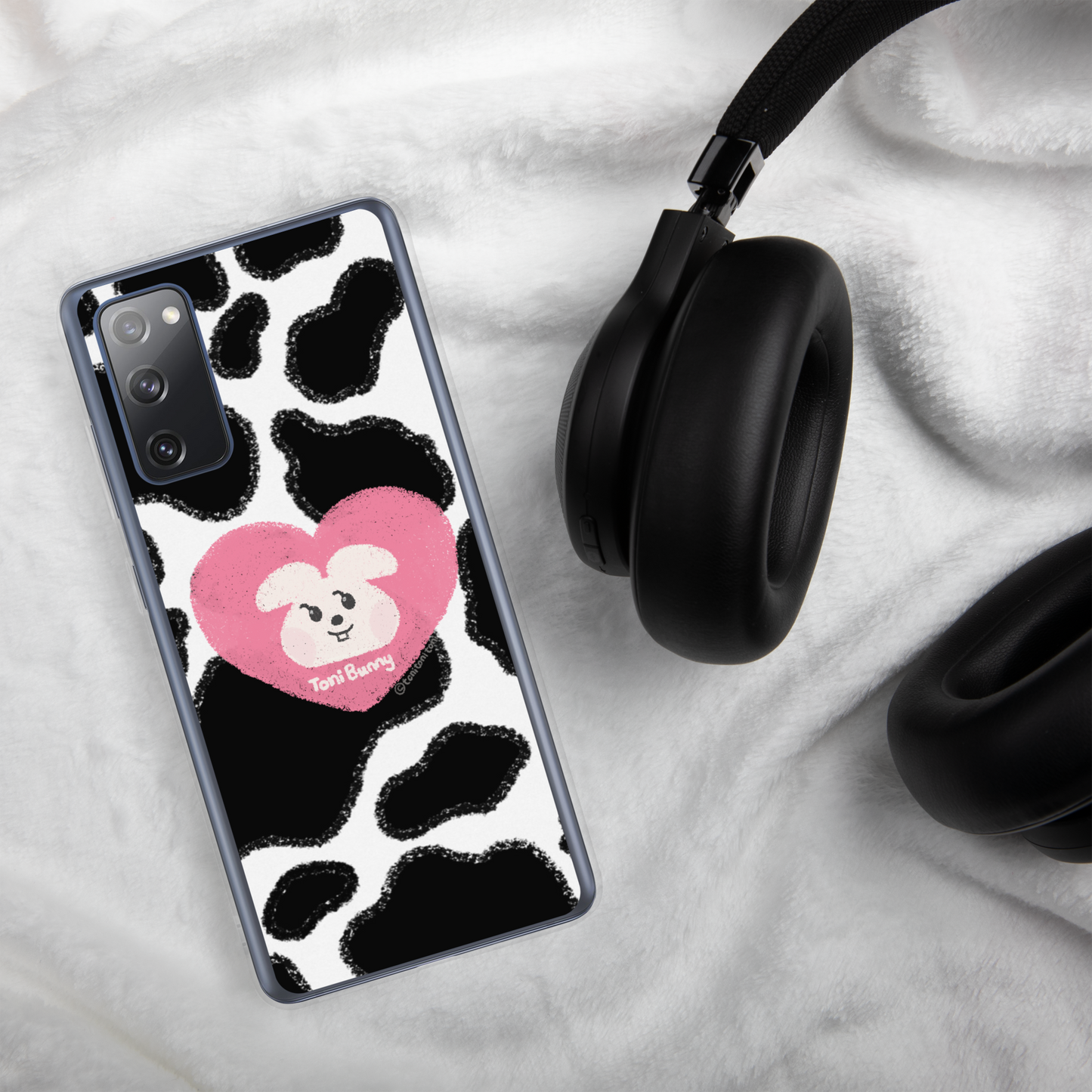 π ToniBunny Pink Heart Cow Print Edition Samsung Clear Case π