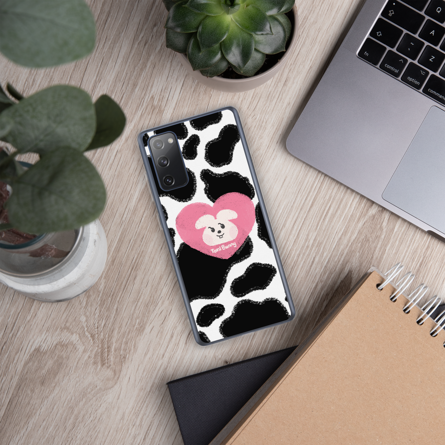 π ToniBunny Pink Heart Cow Print Edition Samsung Clear Case π