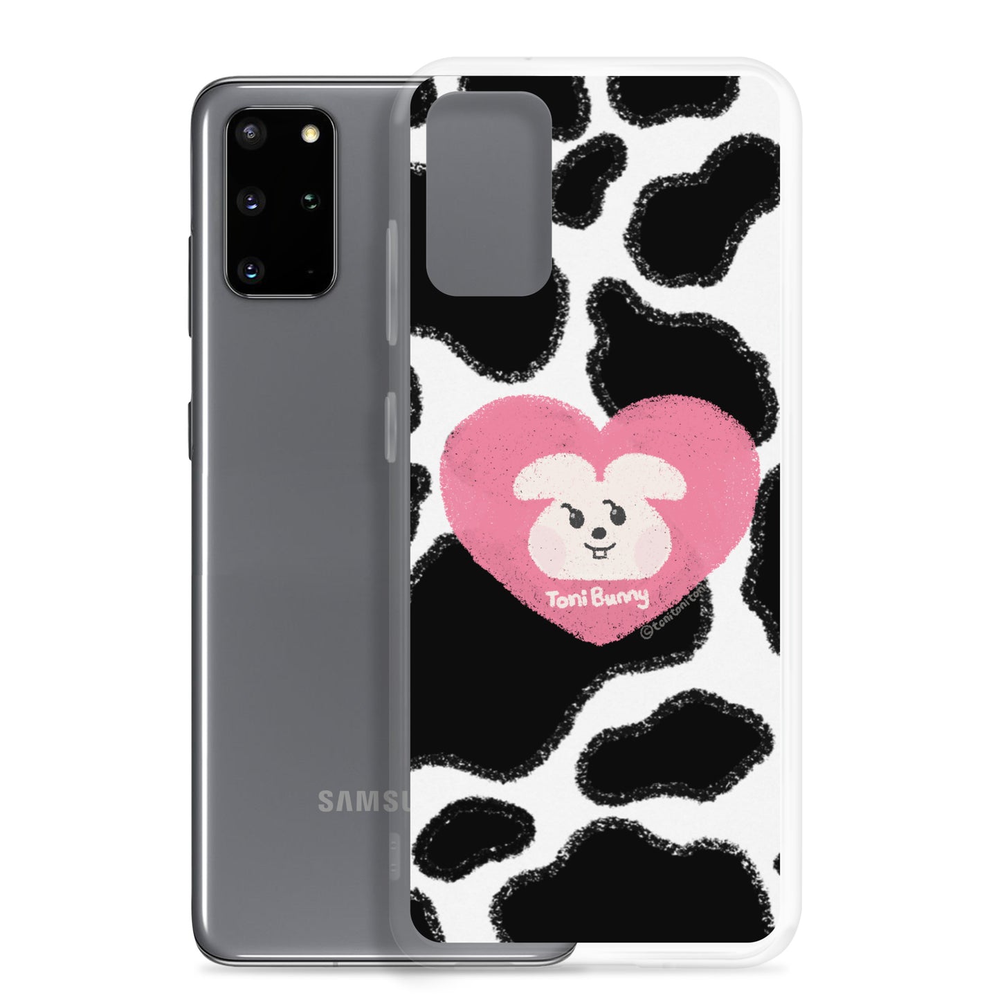 π ToniBunny Pink Heart Cow Print Edition Samsung Clear Case π