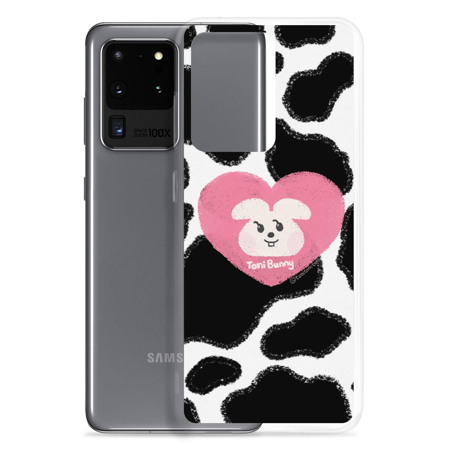 π ToniBunny Pink Heart Cow Print Edition Samsung Clear Case π