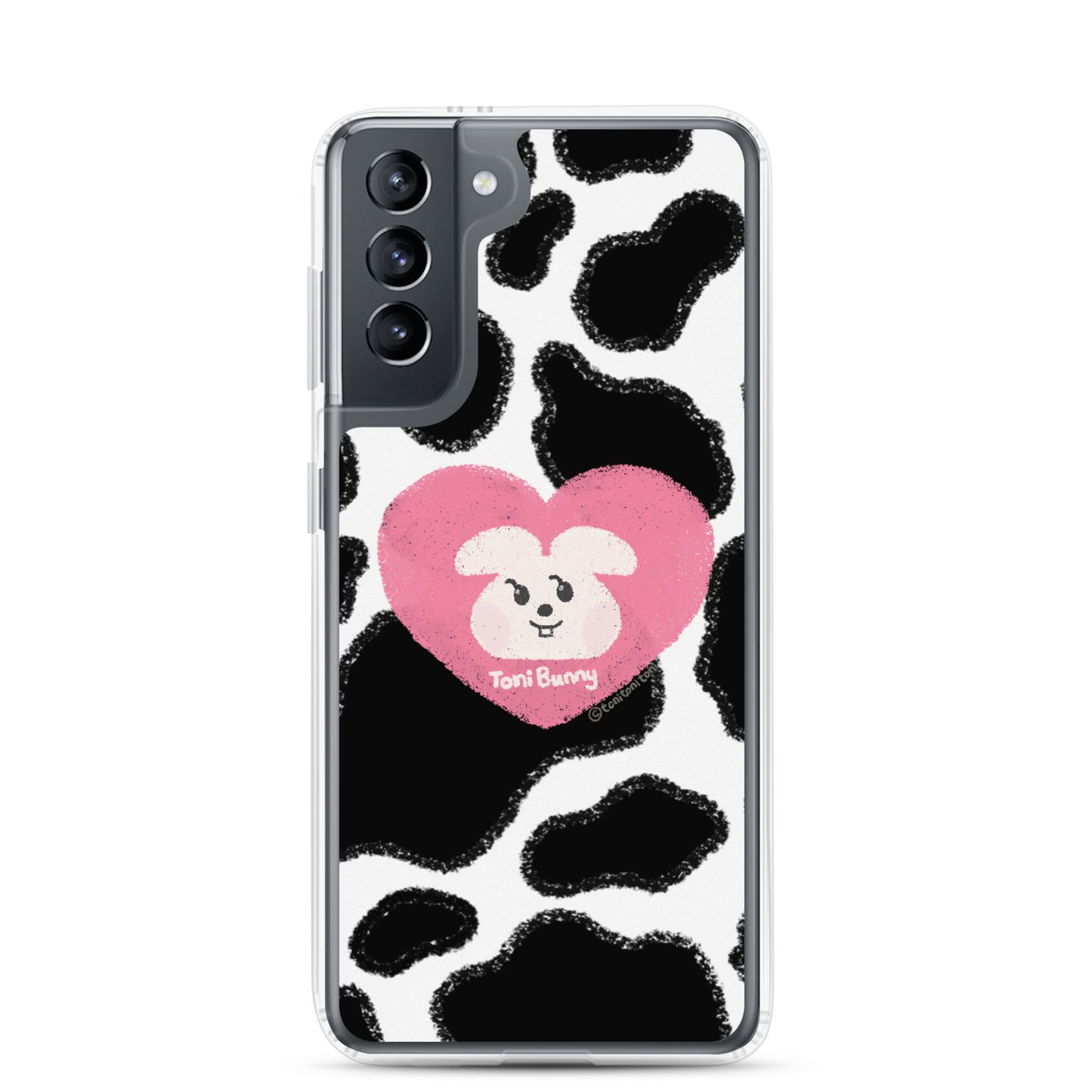 π ToniBunny Pink Heart Cow Print Edition Samsung Clear Case π