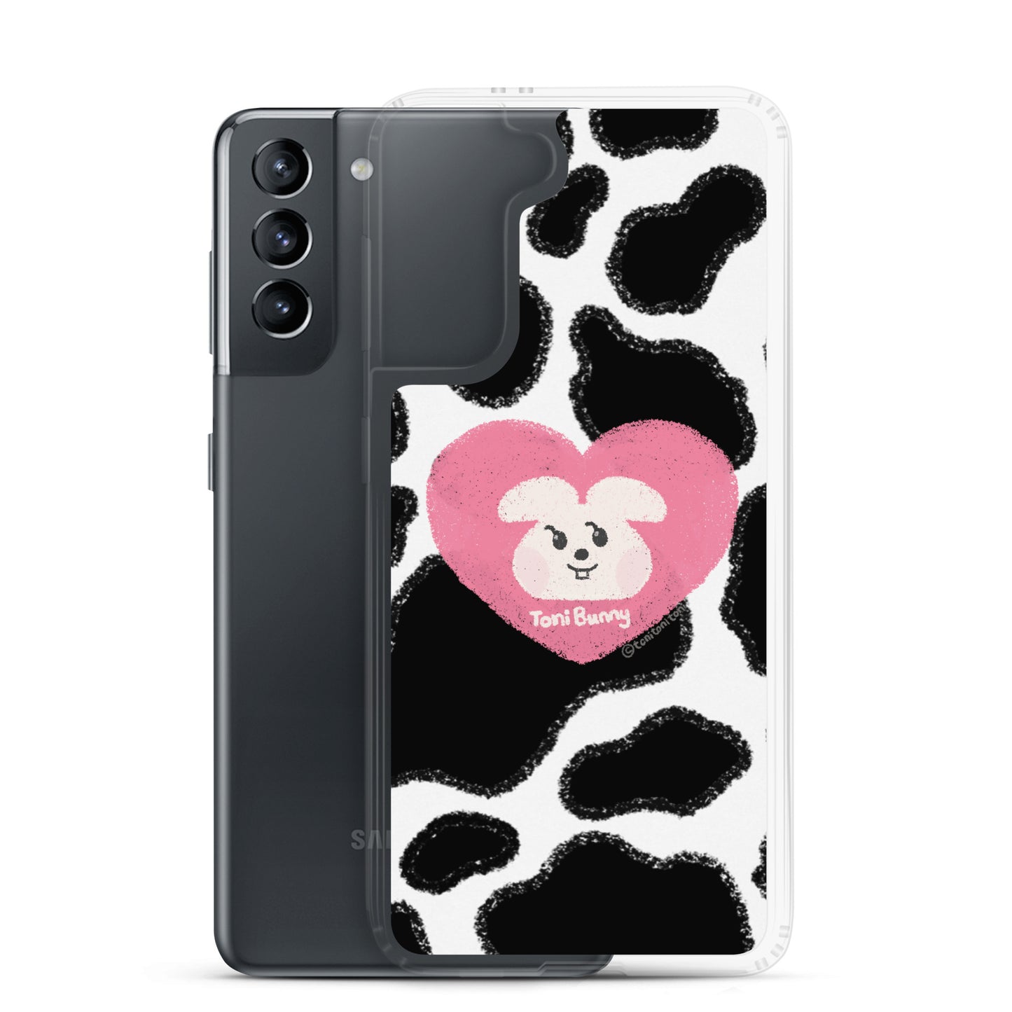 π ToniBunny Pink Heart Cow Print Edition Samsung Clear Case π