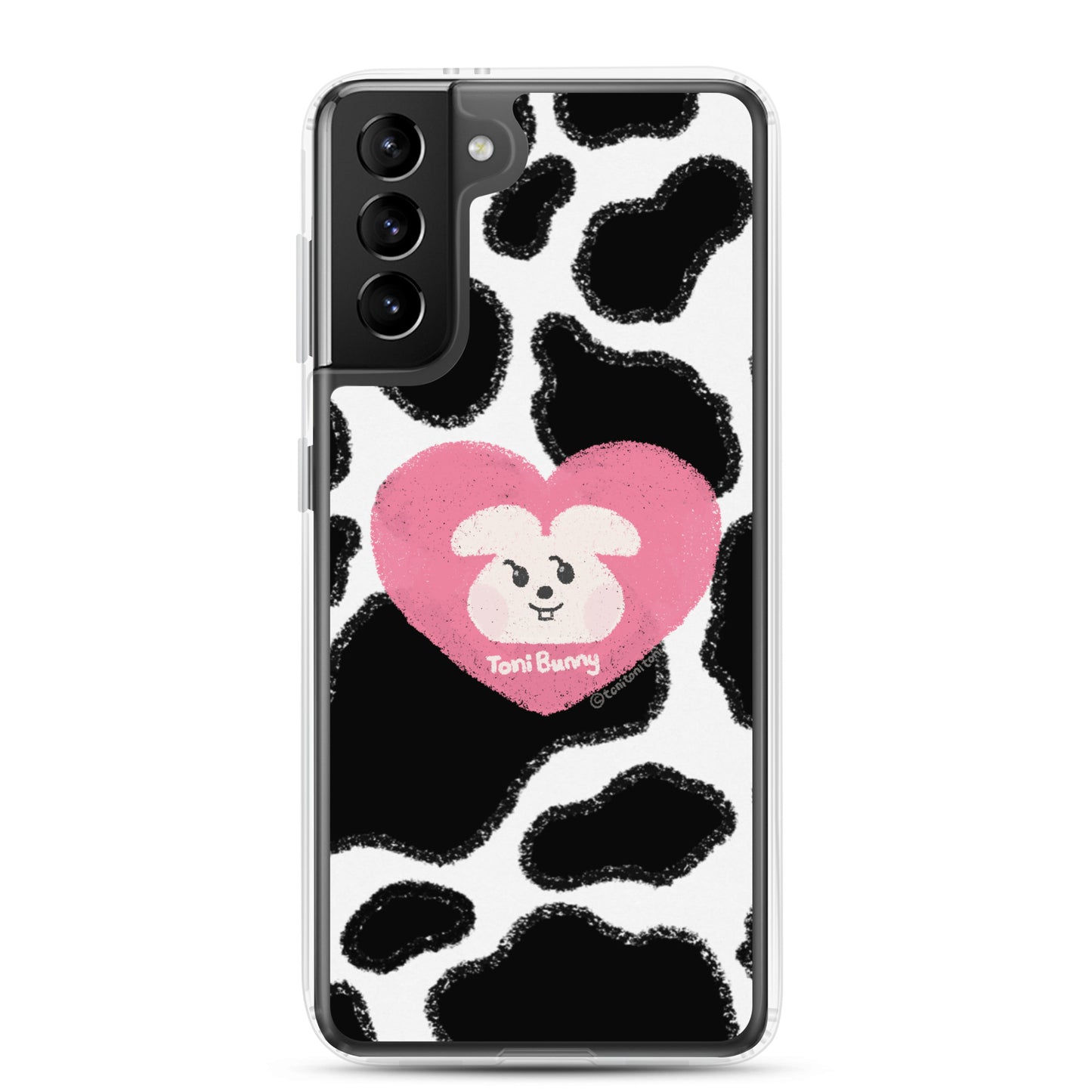 π ToniBunny Pink Heart Cow Print Edition Samsung Clear Case π