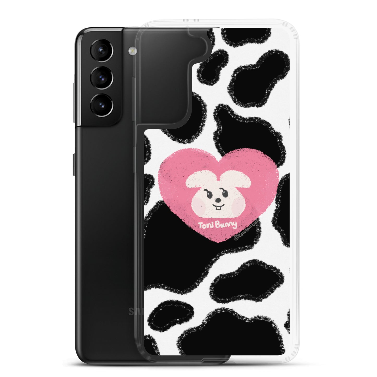 π ToniBunny Pink Heart Cow Print Edition Samsung Clear Case π