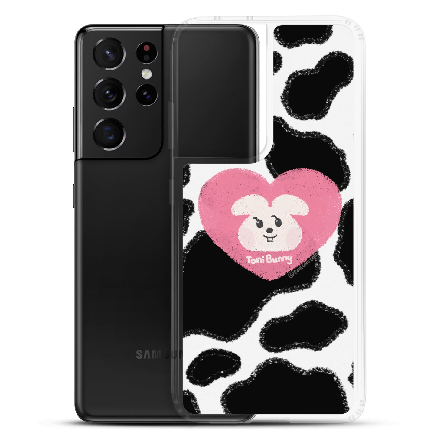 π ToniBunny Pink Heart Cow Print Edition Samsung Clear Case π