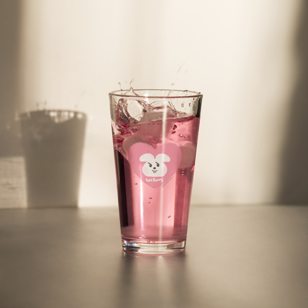 π ToniBunny Pink Heart Logo Pint Glass π
