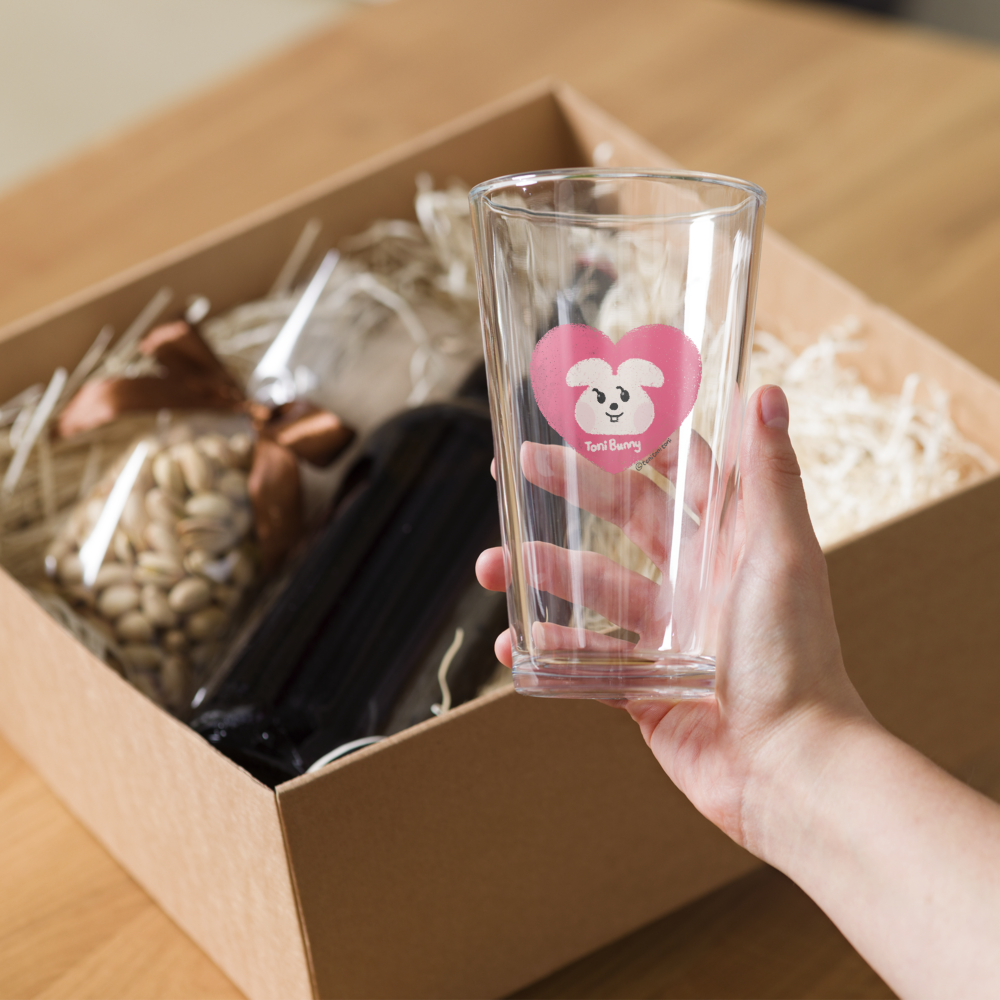 π ToniBunny Pink Heart Logo Pint Glass π