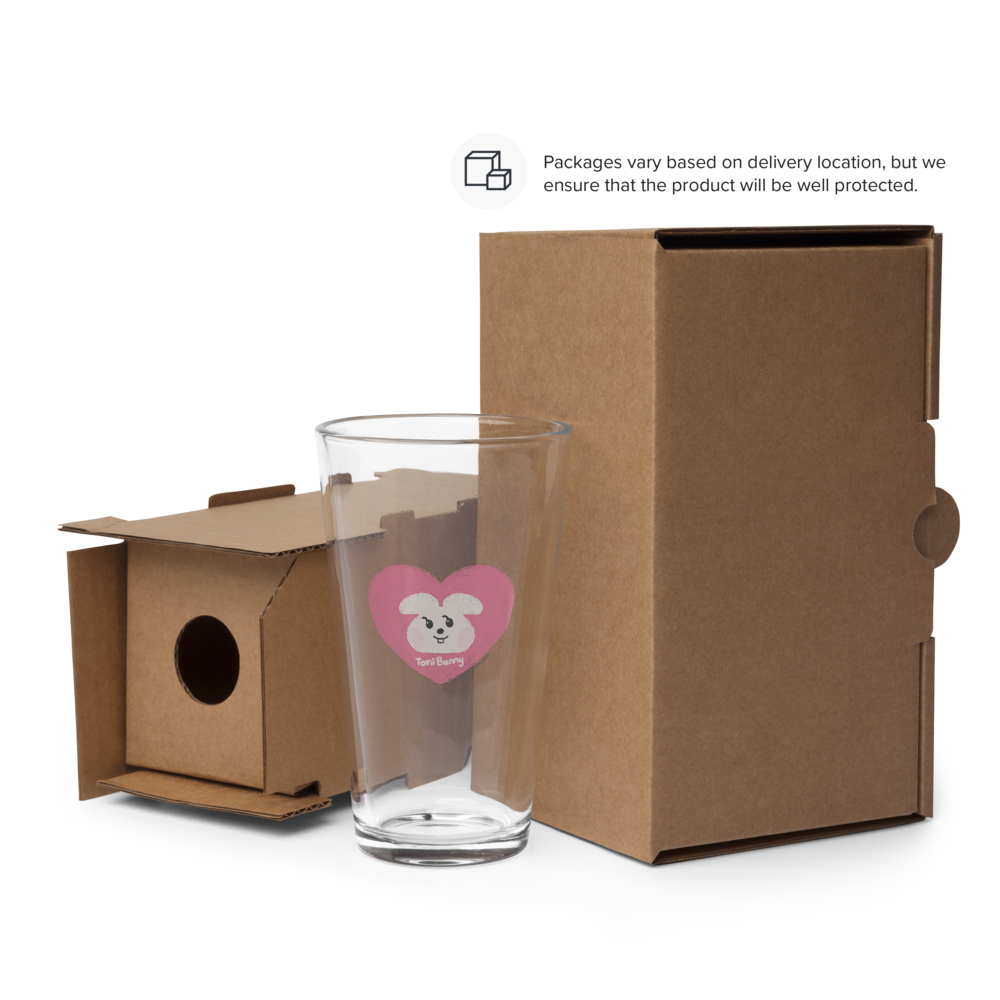 π ToniBunny Pink Heart Logo Pint Glass π