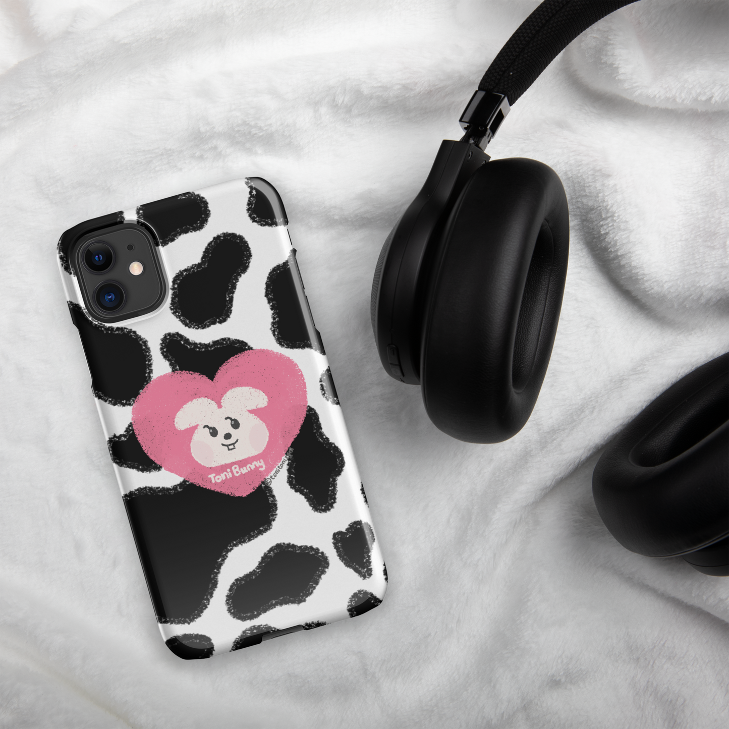 π ToniBunny Pink Heart Logo Cow Print Edition iPhone Snap Case π