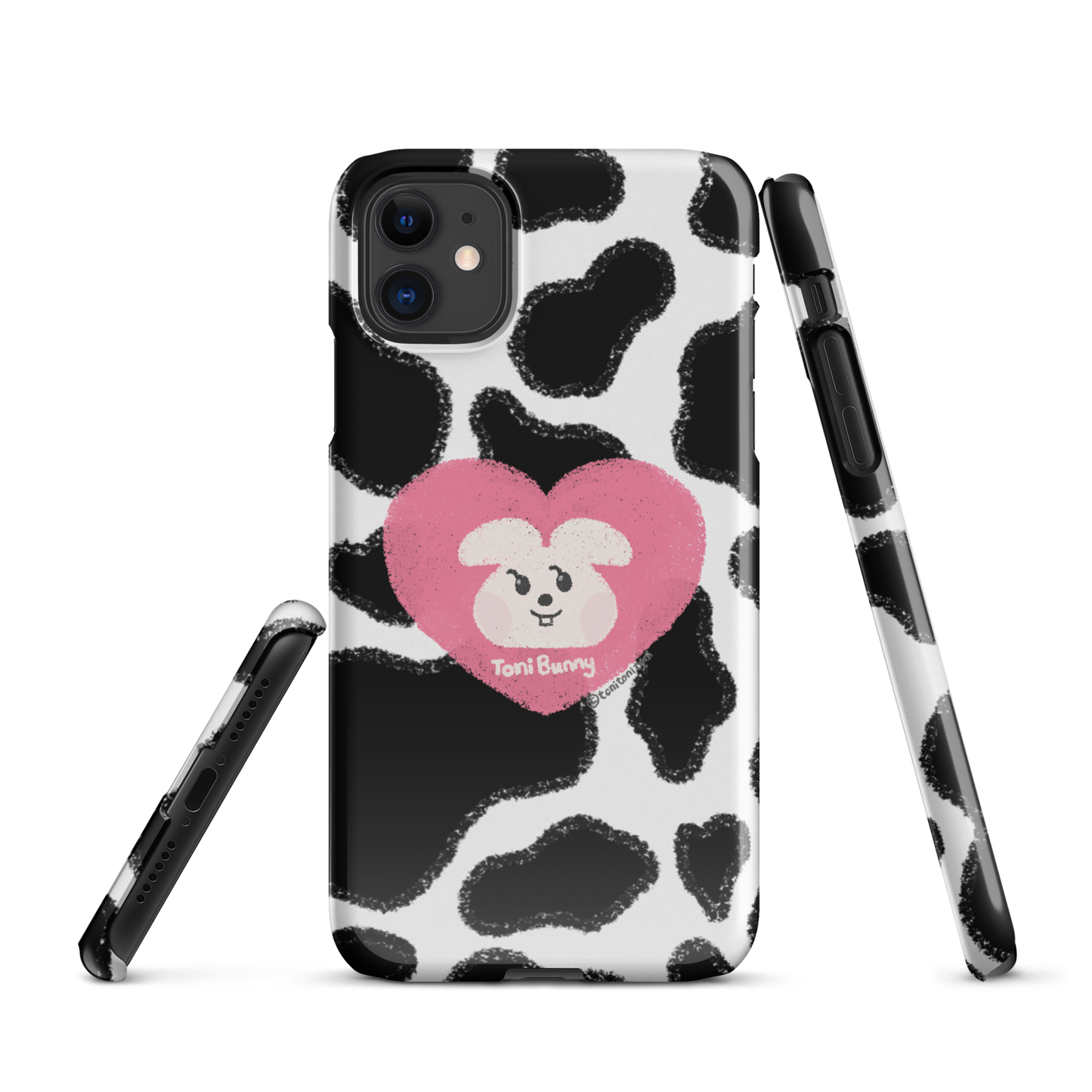 π ToniBunny Pink Heart Logo Cow Print Edition iPhone Snap Case π