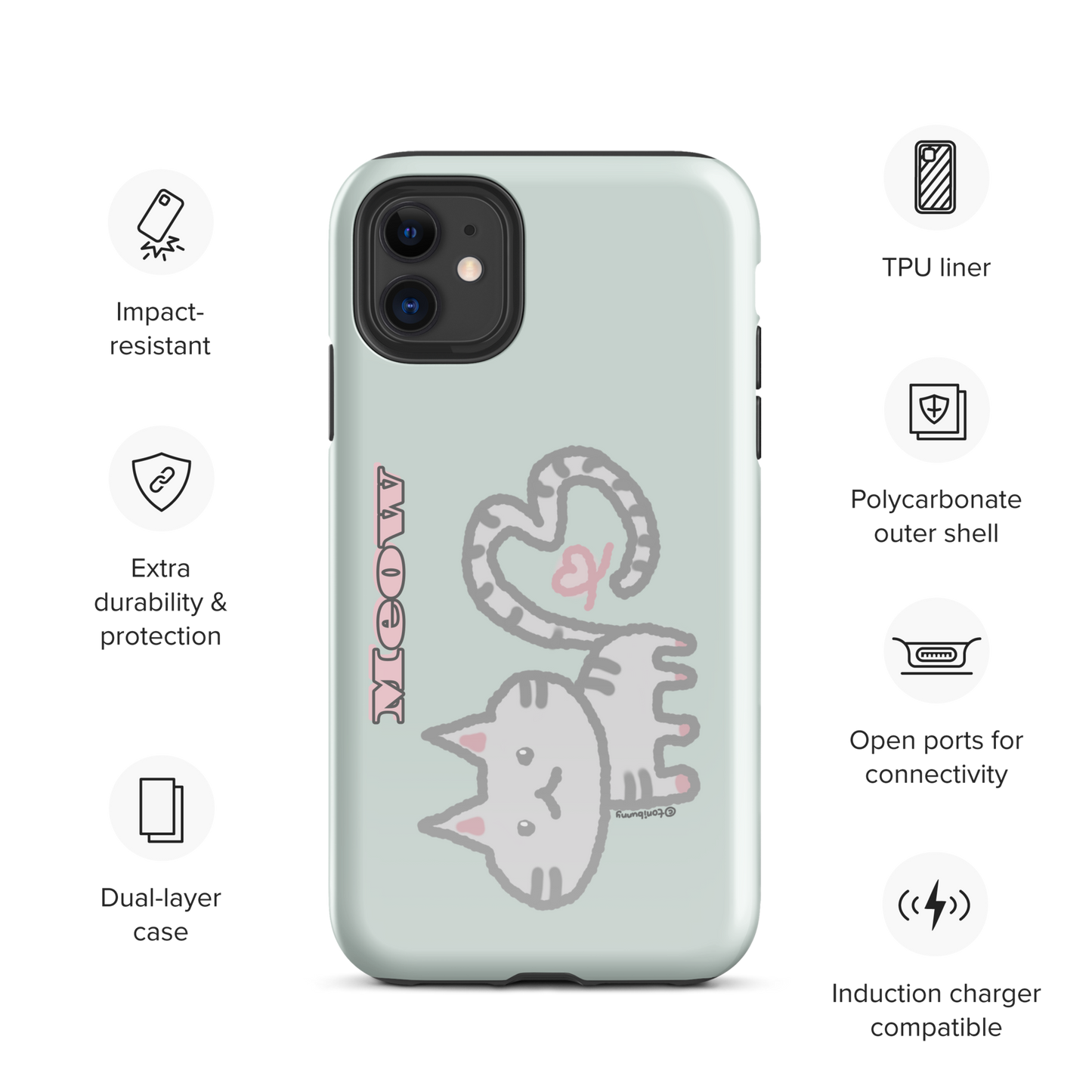 ๐พ Meow Cat Mint iPhone Tough Case ๐พ