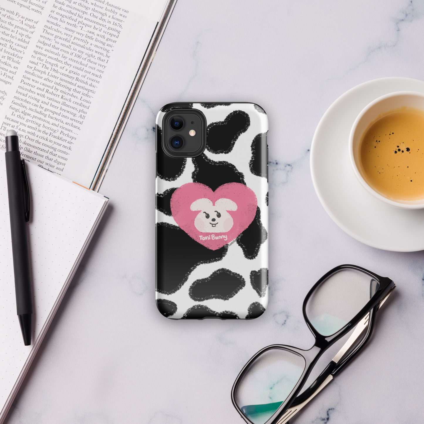 π ToniBunny Pink Heart Logo Cow Print Edition iPhone Tough Case π