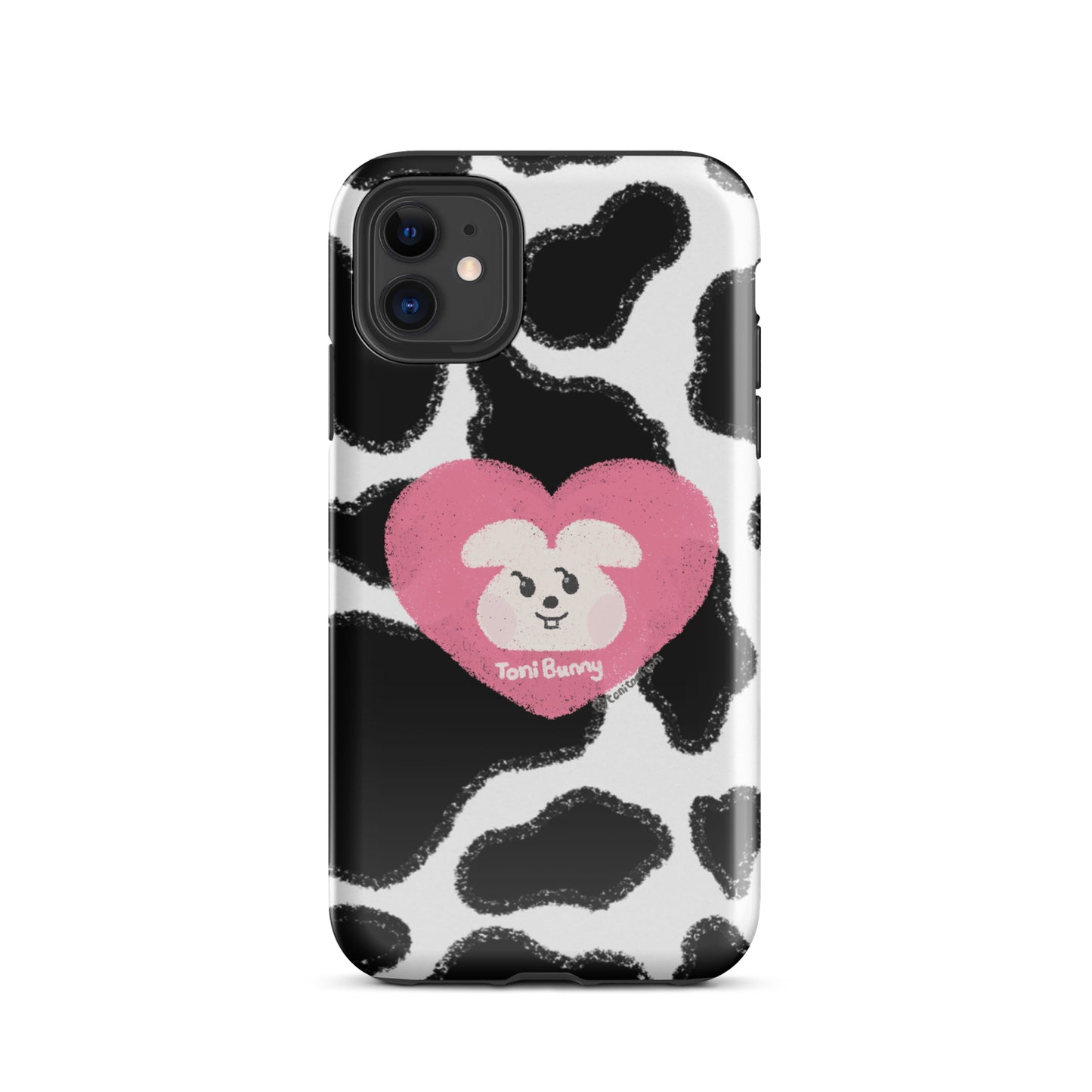 π ToniBunny Pink Heart Logo Cow Print Edition iPhone Tough Case π
