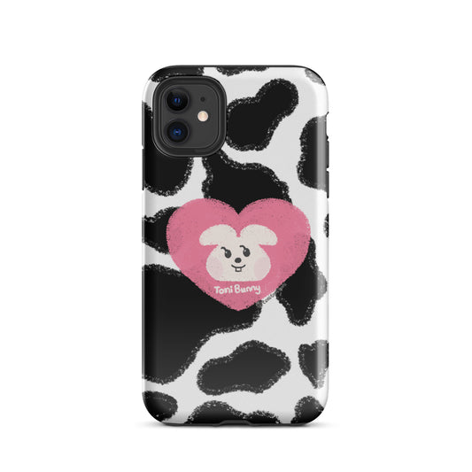 π ToniBunny Pink Heart Logo Cow Print Edition iPhone Tough Case π
