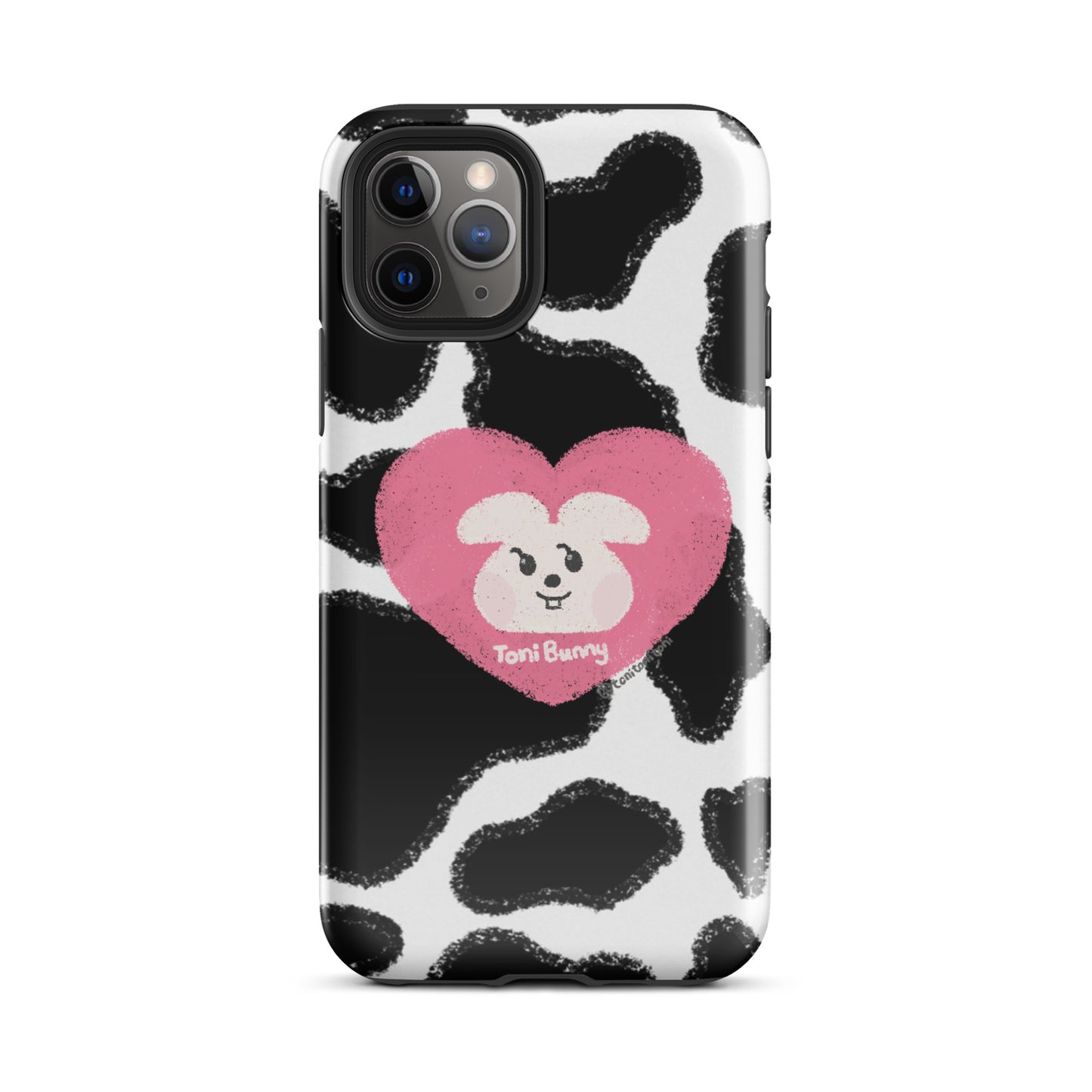 π ToniBunny Pink Heart Logo Cow Print Edition iPhone Tough Case π