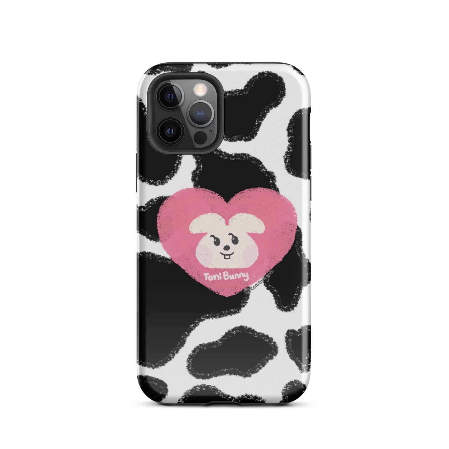 π ToniBunny Pink Heart Logo Cow Print Edition iPhone Tough Case π