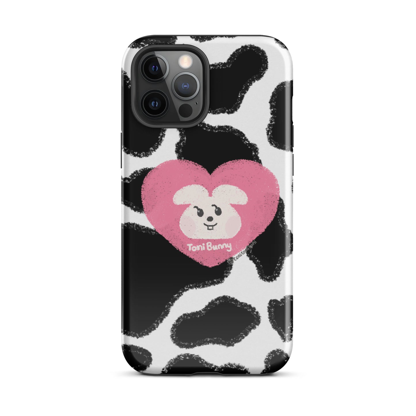 π ToniBunny Pink Heart Logo Cow Print Edition iPhone Tough Case π