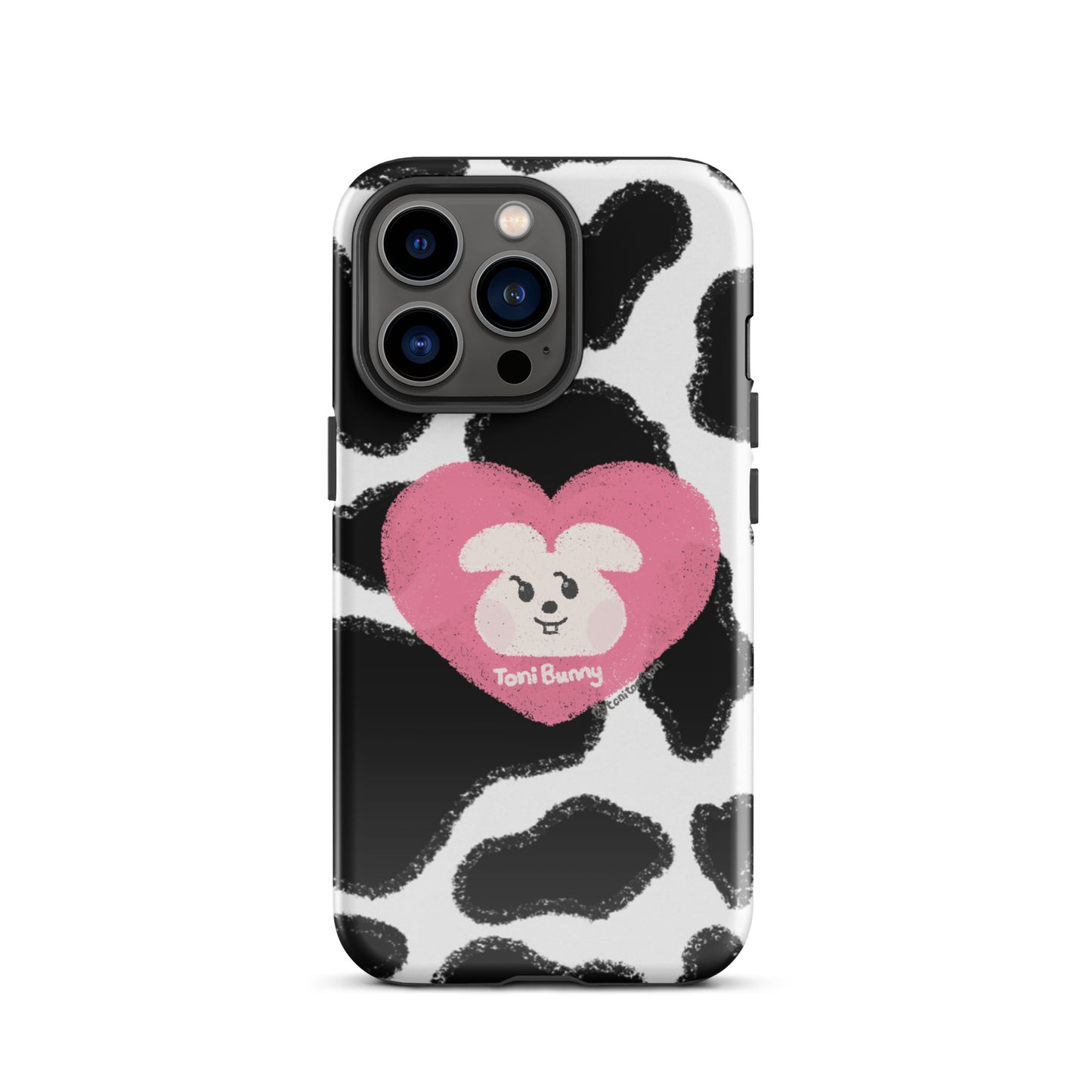 π ToniBunny Pink Heart Logo Cow Print Edition iPhone Tough Case π