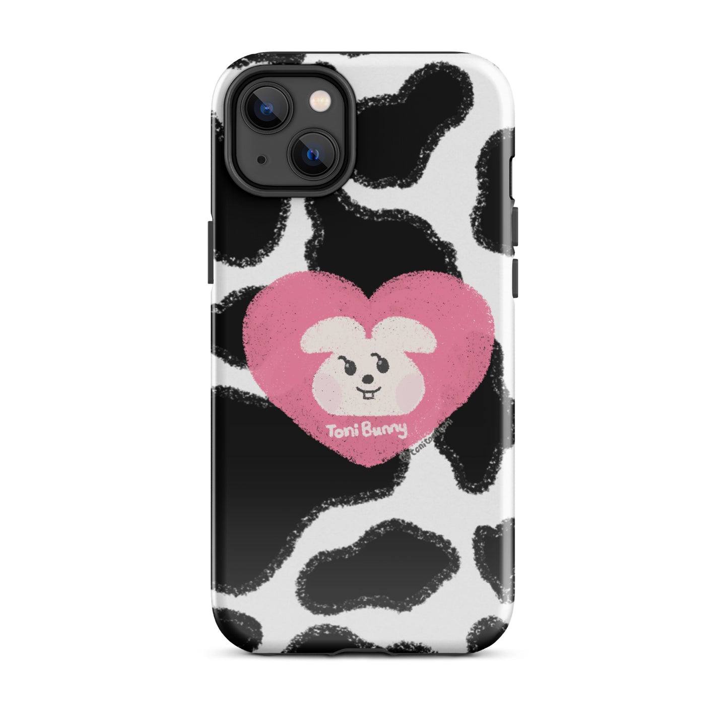 π ToniBunny Pink Heart Logo Cow Print Edition iPhone Tough Case π