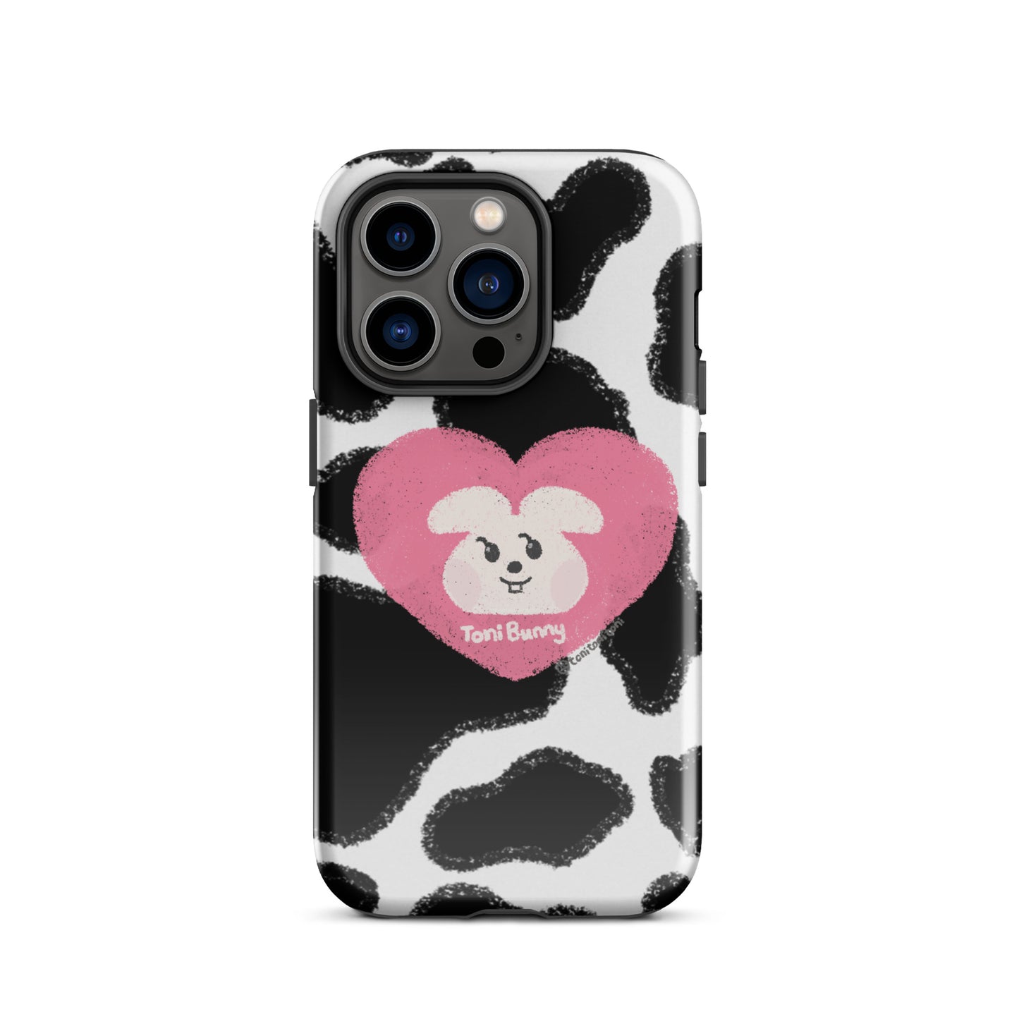 π ToniBunny Pink Heart Logo Cow Print Edition iPhone Tough Case π