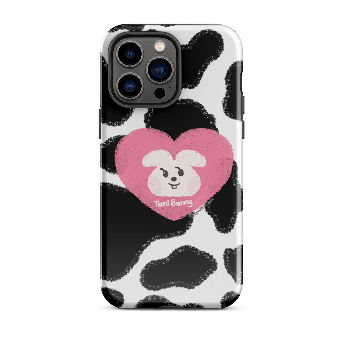 π ToniBunny Pink Heart Logo Cow Print Edition iPhone Tough Case π