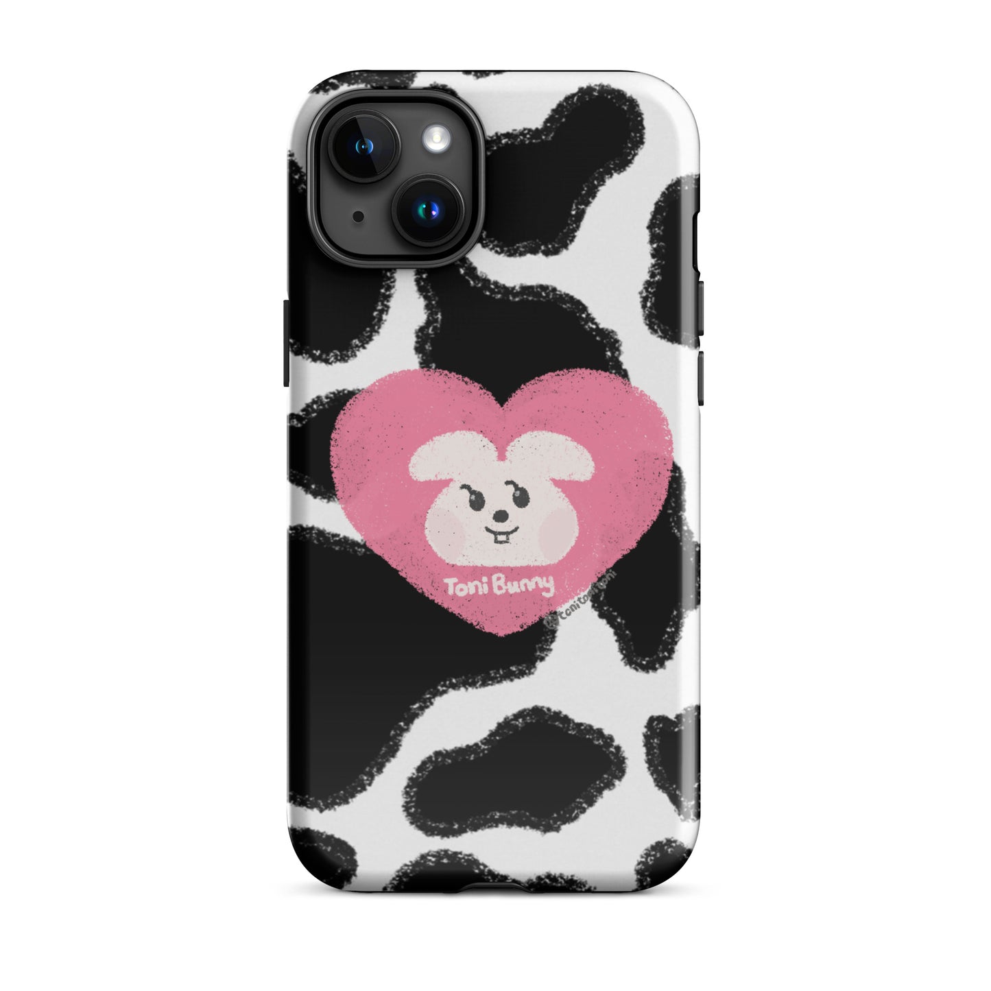 π ToniBunny Pink Heart Logo Cow Print Edition iPhone Tough Case π