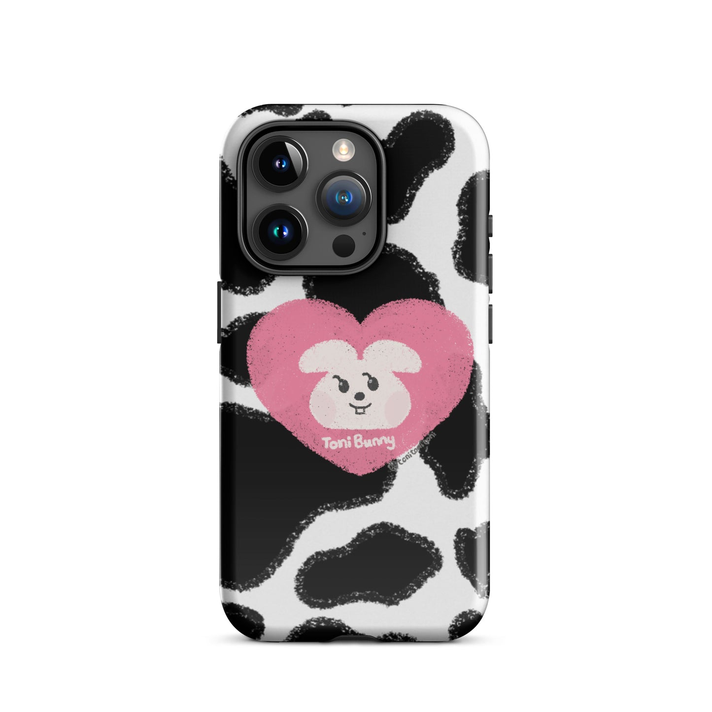 π ToniBunny Pink Heart Logo Cow Print Edition iPhone Tough Case π