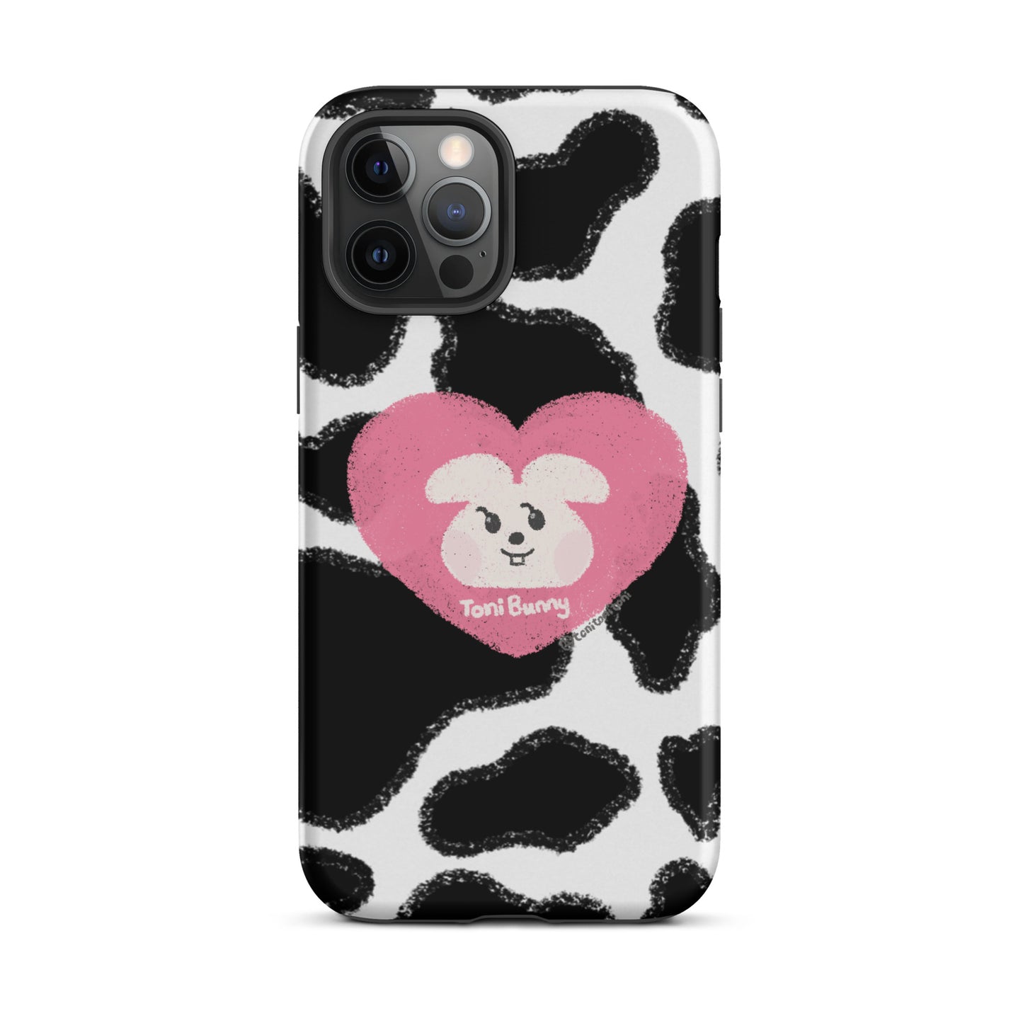 π ToniBunny Pink Heart Logo Cow Print Edition iPhone Tough Case π