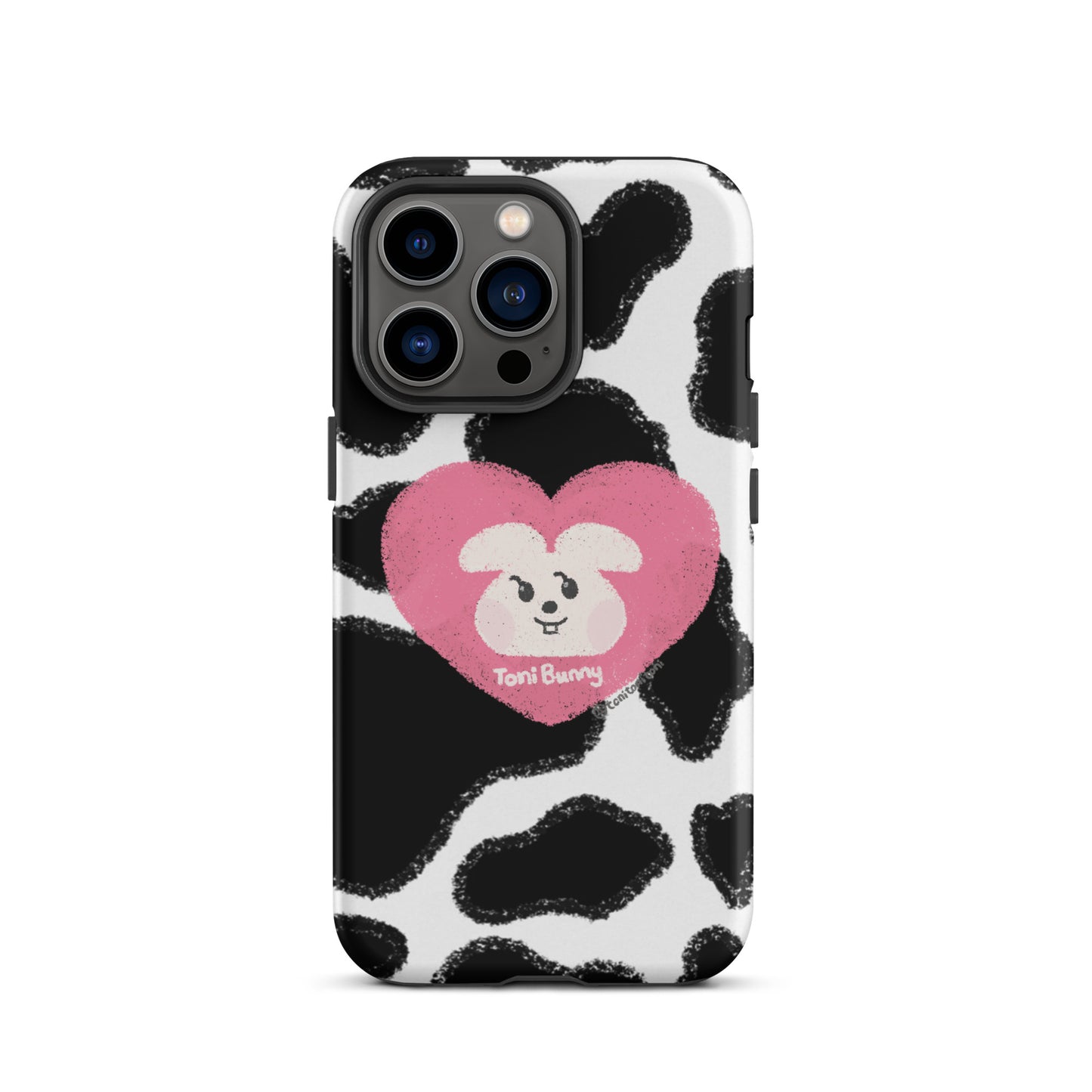 π ToniBunny Pink Heart Logo Cow Print Edition iPhone Tough Case π
