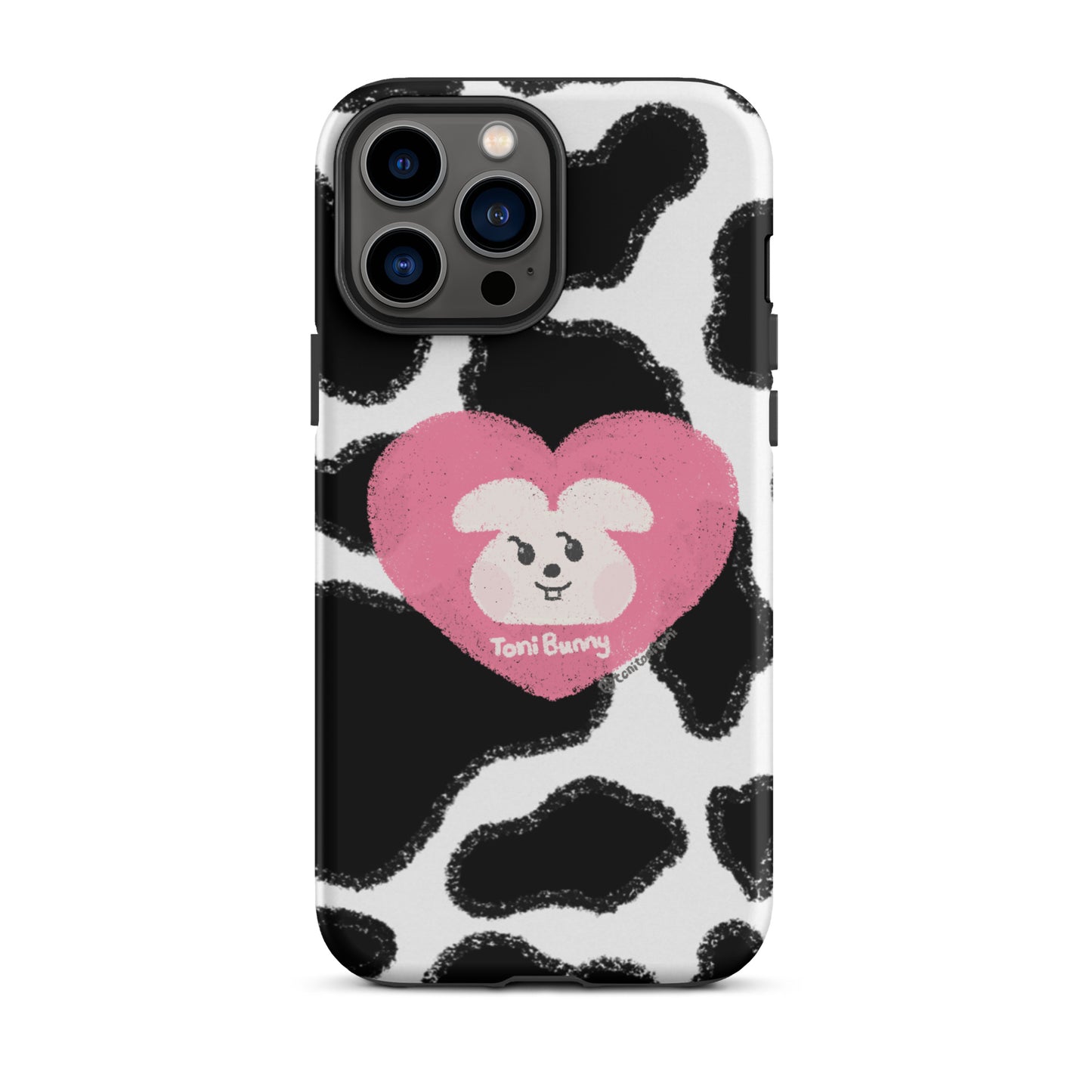 π ToniBunny Pink Heart Logo Cow Print Edition iPhone Tough Case π