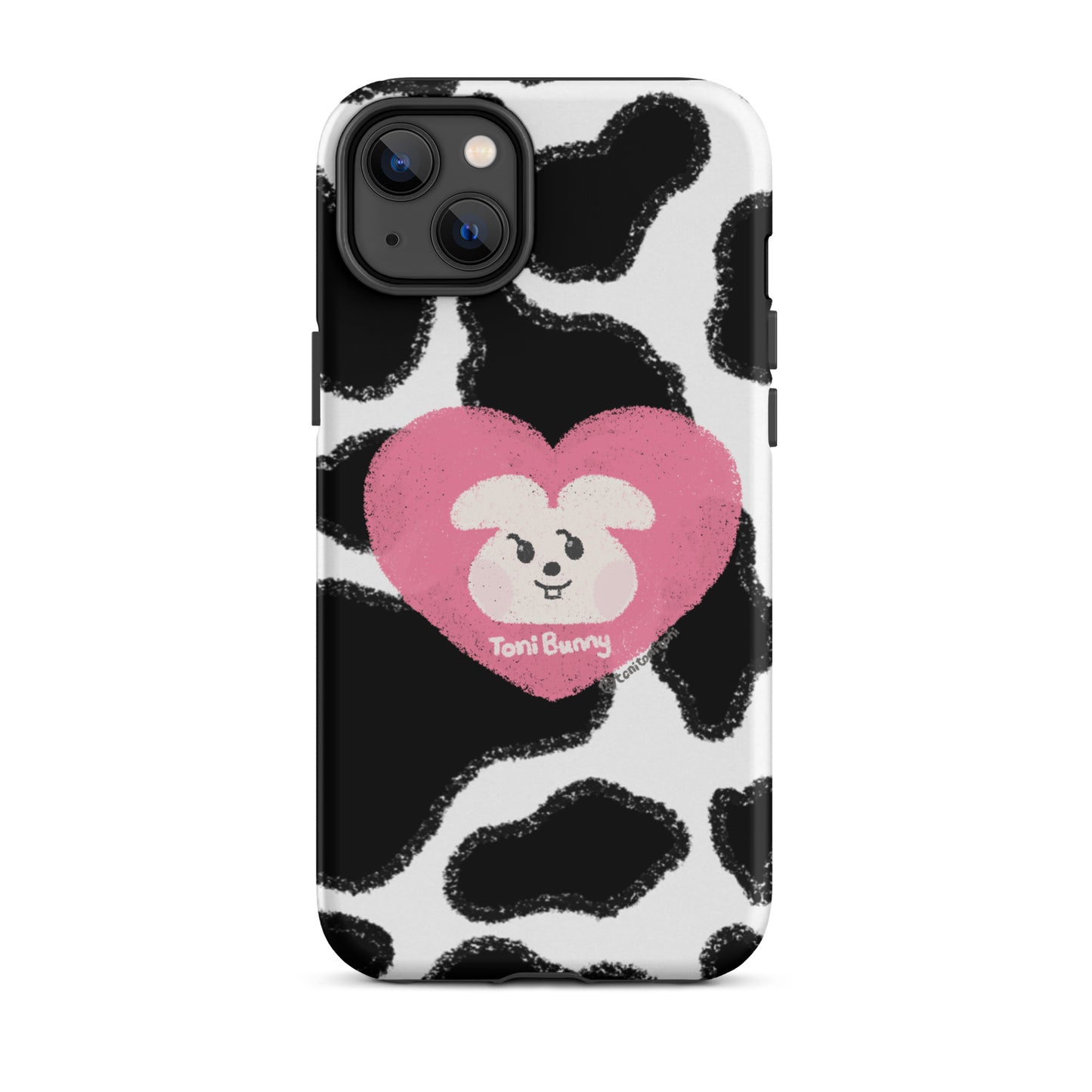 π ToniBunny Pink Heart Logo Cow Print Edition iPhone Tough Case π