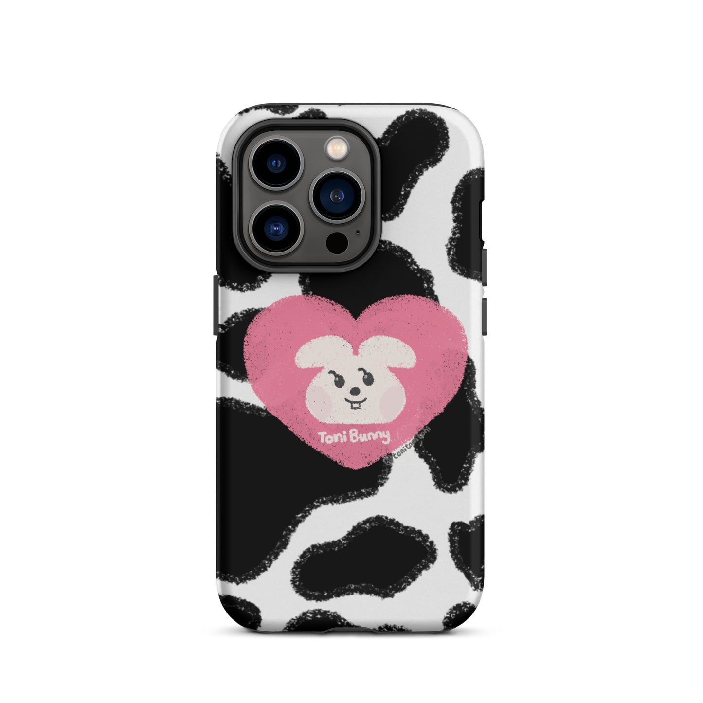 π ToniBunny Pink Heart Logo Cow Print Edition iPhone Tough Case π