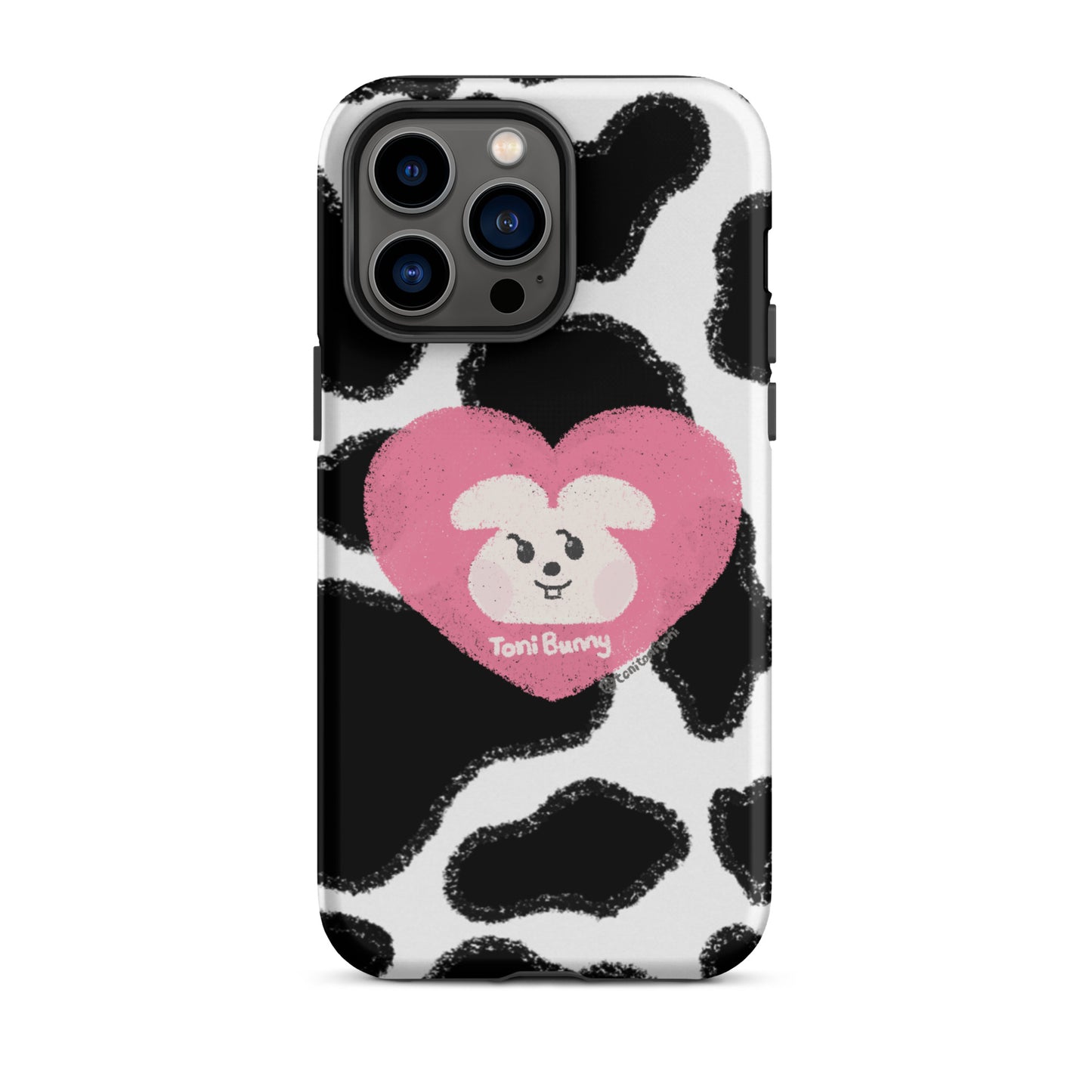 π ToniBunny Pink Heart Logo Cow Print Edition iPhone Tough Case π