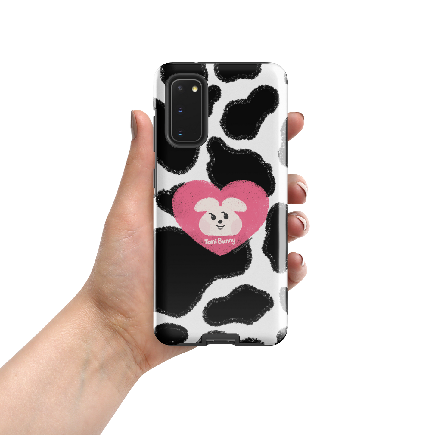 π ToniBunny Pink Heart Logo Cow Print Edition Samsung Tough Case π