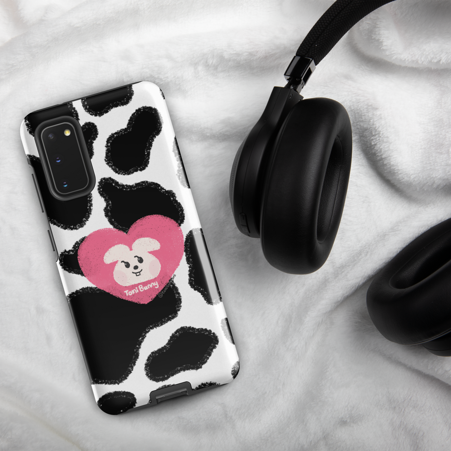 π ToniBunny Pink Heart Logo Cow Print Edition Samsung Tough Case π