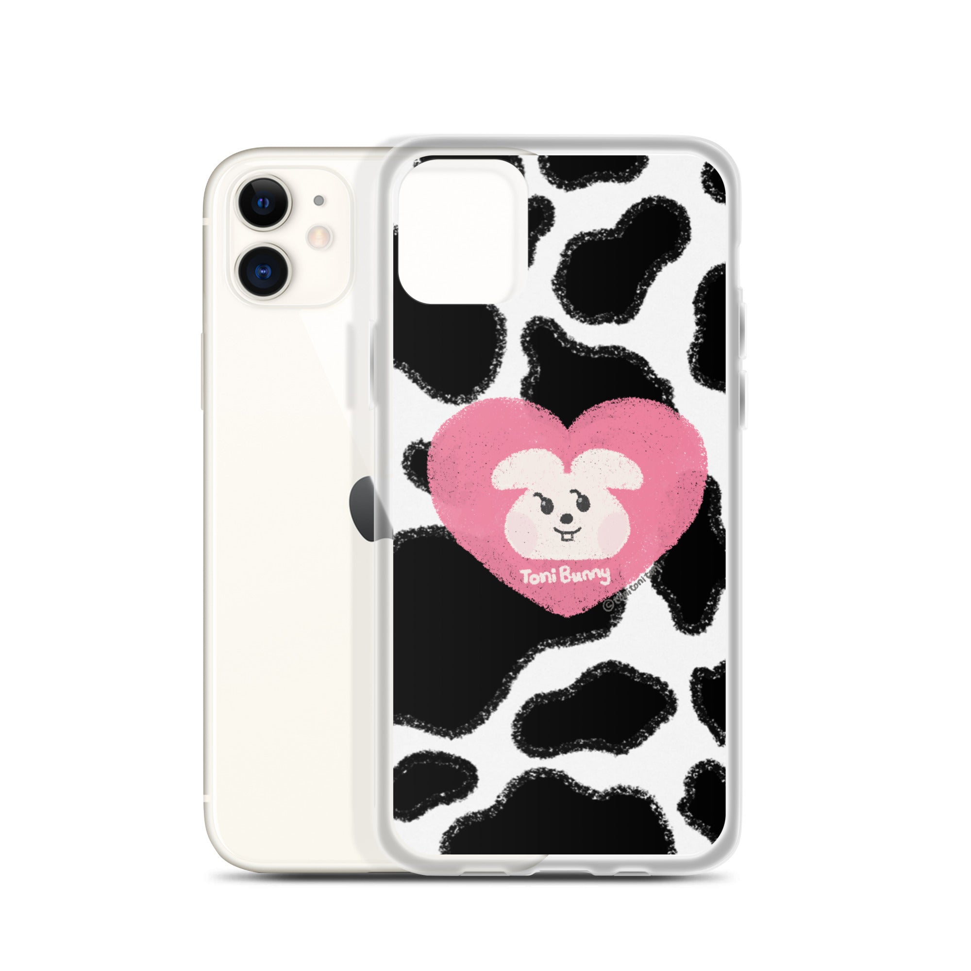 💖 ToniBunny Pink Heart Cow Print Edition iPhone Clear Case 💖