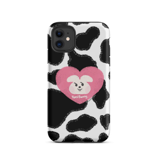 💖 ToniBunny Pink Heart Logo Cow Print Edition iPhone Tough Case 💖
